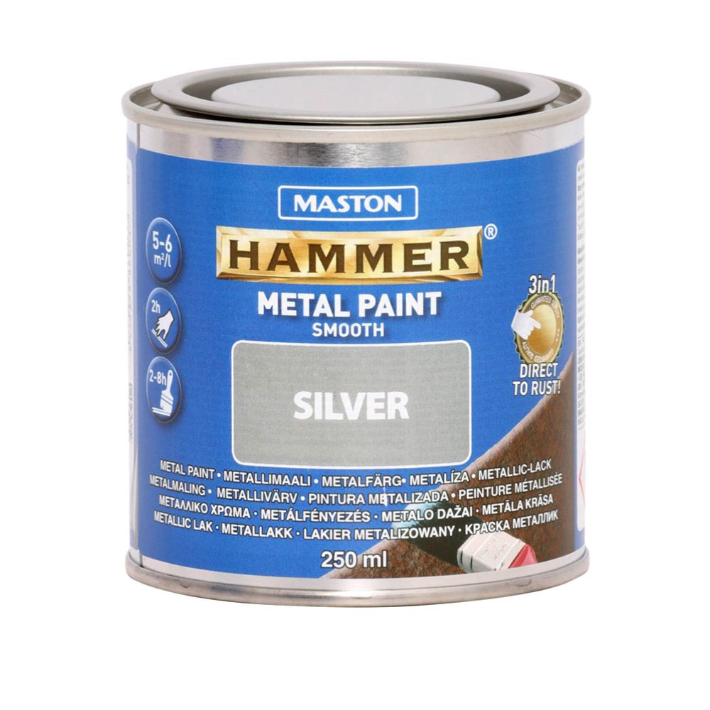 Hammer metallfärg slätlack silver 250 ml