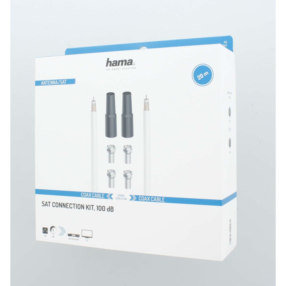 Hama antennipaigalduskomplekt SAT 20 m kaabel 4 x F pistik (isane) 100 dB