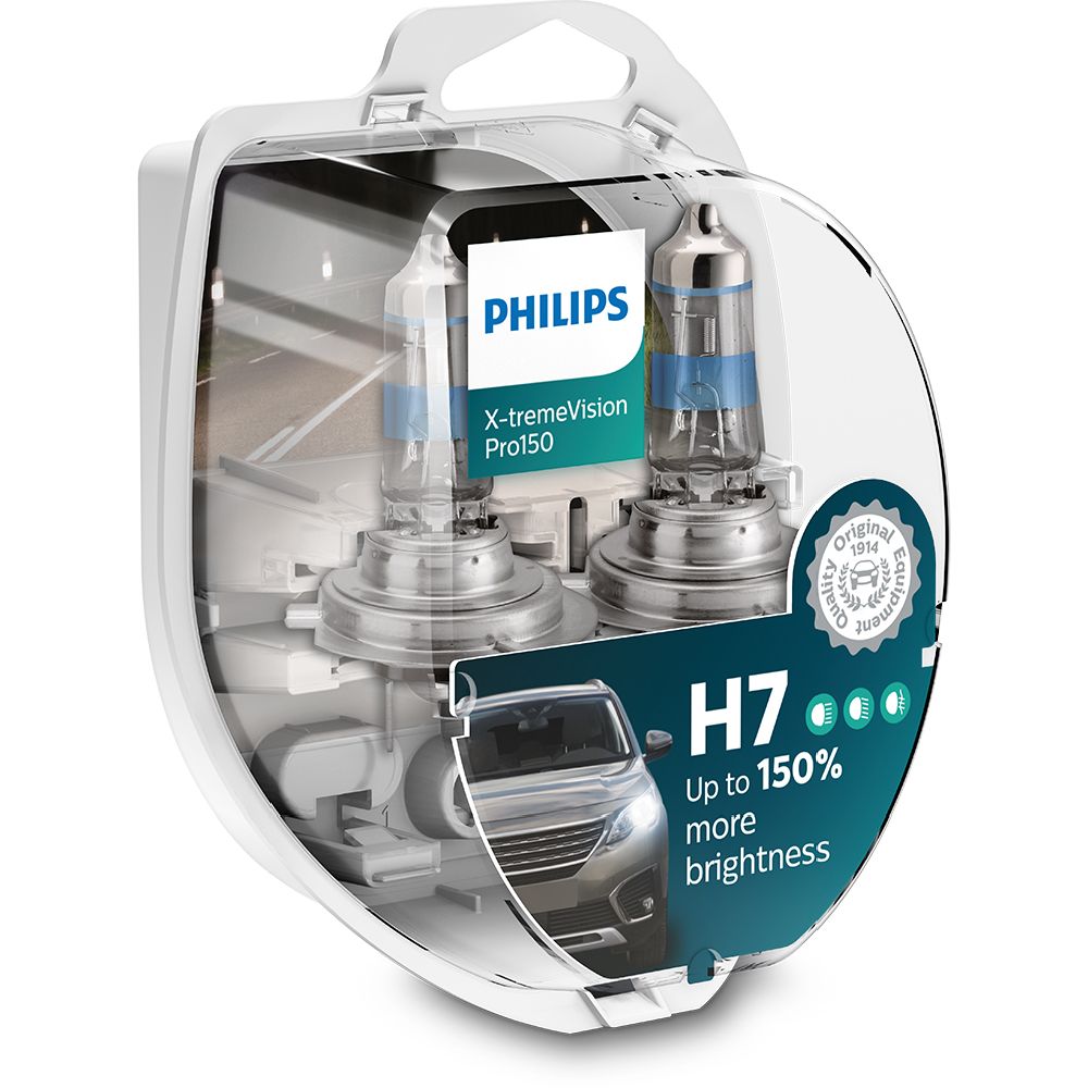 Philips XTremeVision Pro150 H7-polttimopari +150%