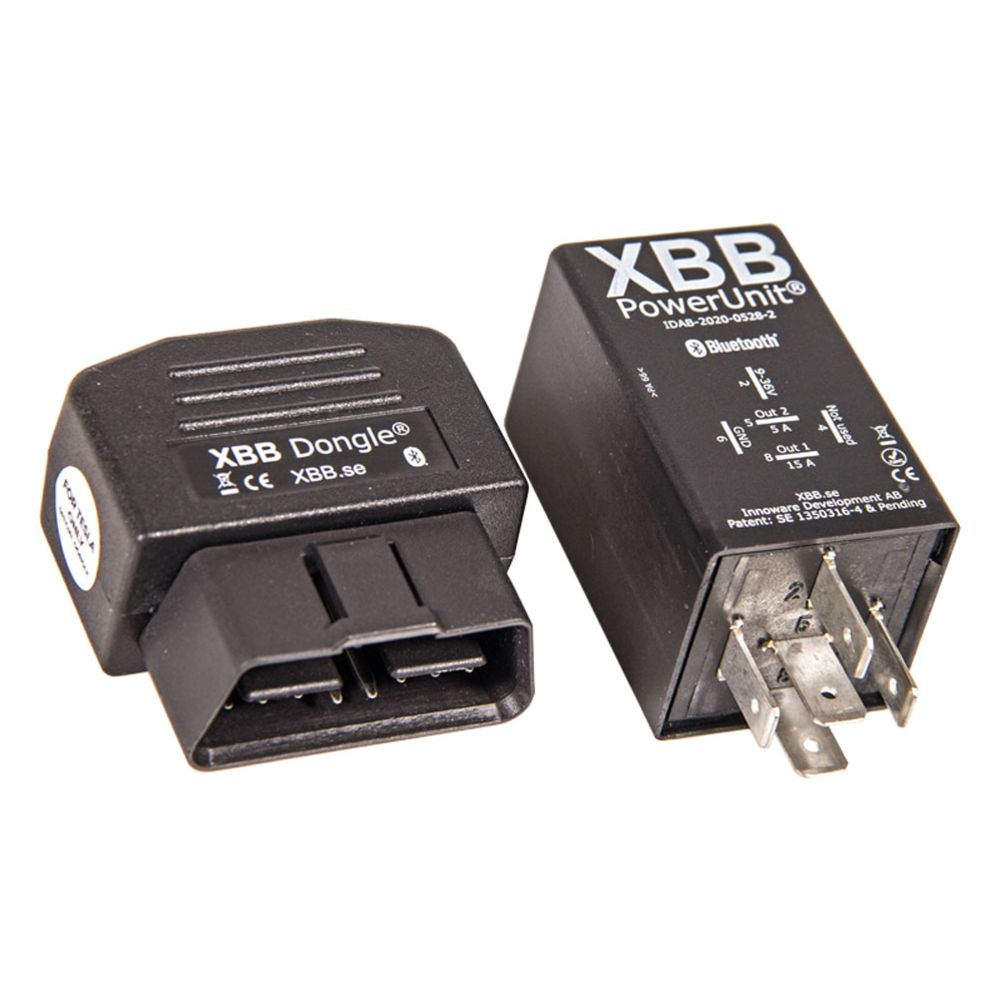 XBB Dongle & PowerUnit OBD-II relä för extraljus 12/24 V Tesla Model S/X