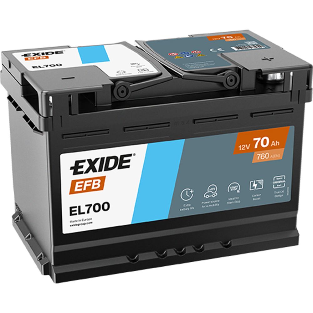 Exide EL700 70 Ah / 720 A aku, P 278 x L 175 x K 190 -+