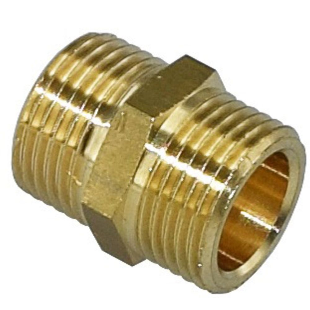 Kahepoolne nippel, messing 3/8"->3/8"
