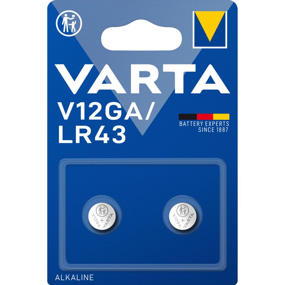 Varta V12GA / LR43 nööppatarei, 2 tk