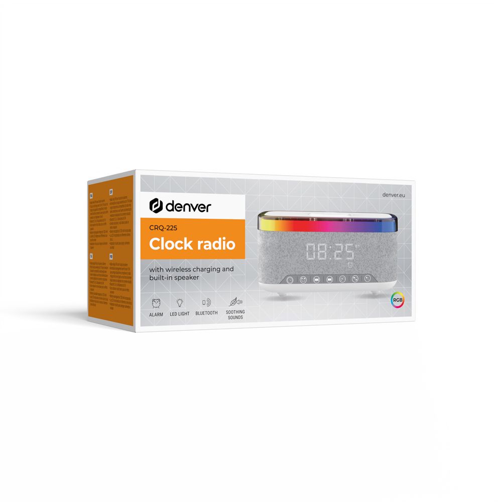 Denver CRQ-225 Bluetooth-klockradio med trådlös laddning