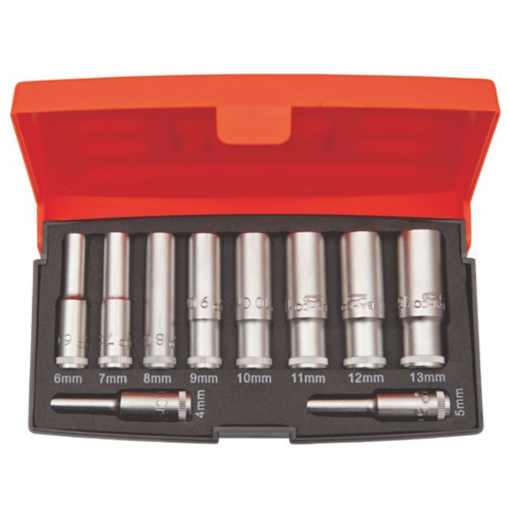 Bahco S0810L 1/4" hylssats lång 4–13 mm 10 st.