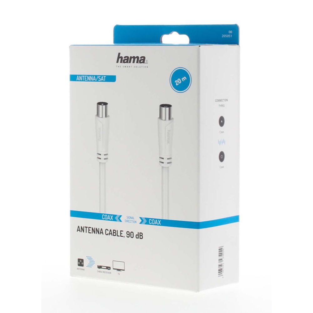 Hama antennikaabel Coax isane - Coax emane 20,0 m 90 dB valge
