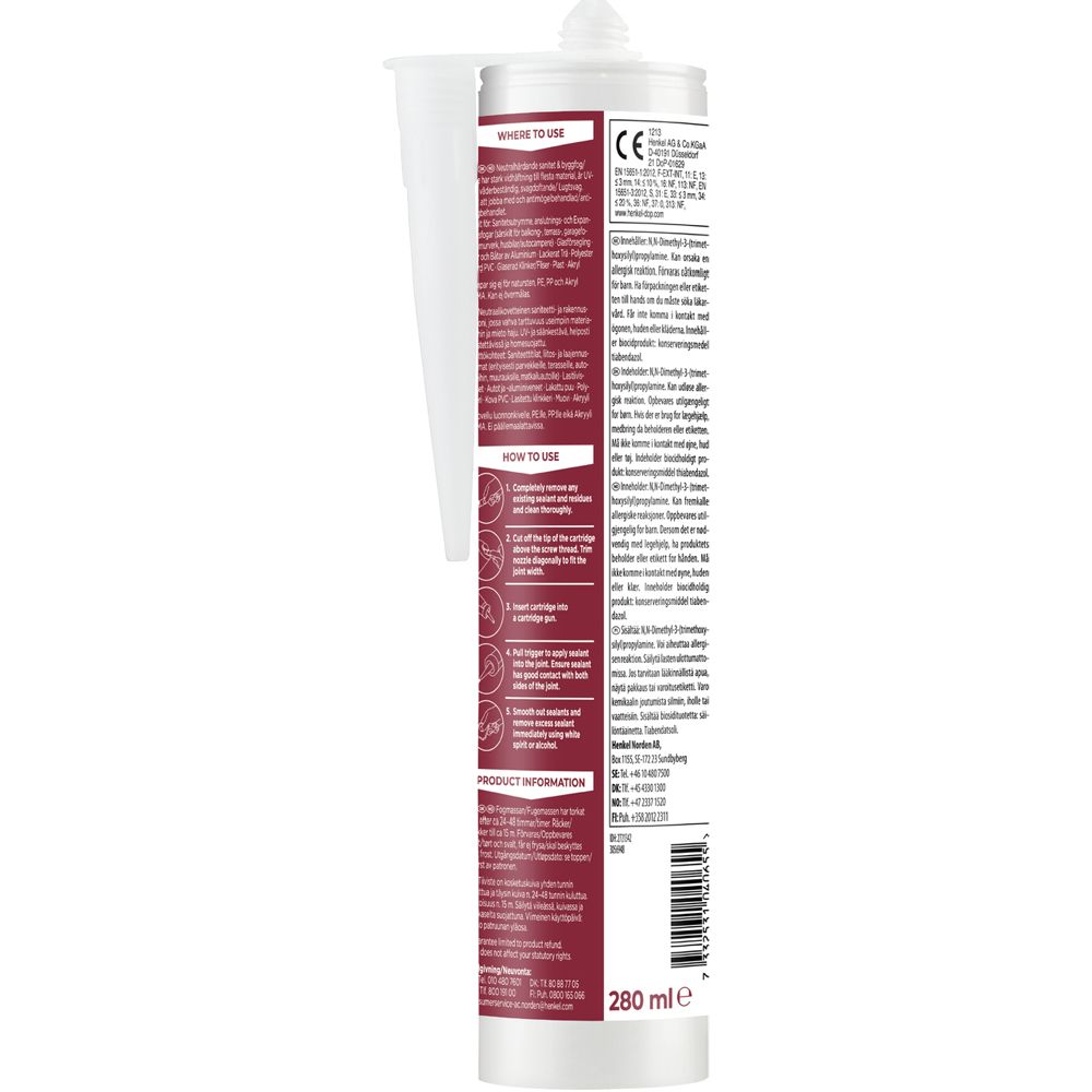 Pattex saniteetti- ja rakennussilikoni 280 ml musta
