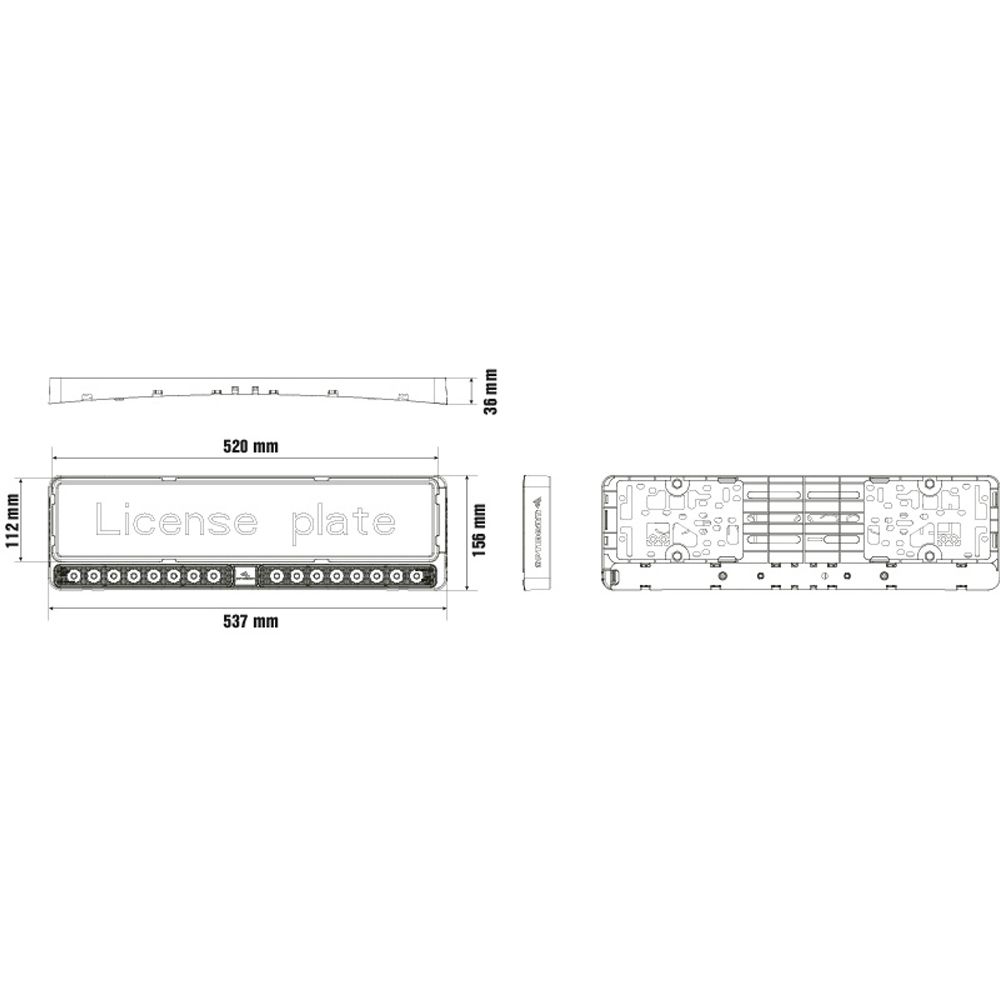 Optibeam E-BAR EU Twin extraljus med integrerad registreringsskylthållare Ref.40