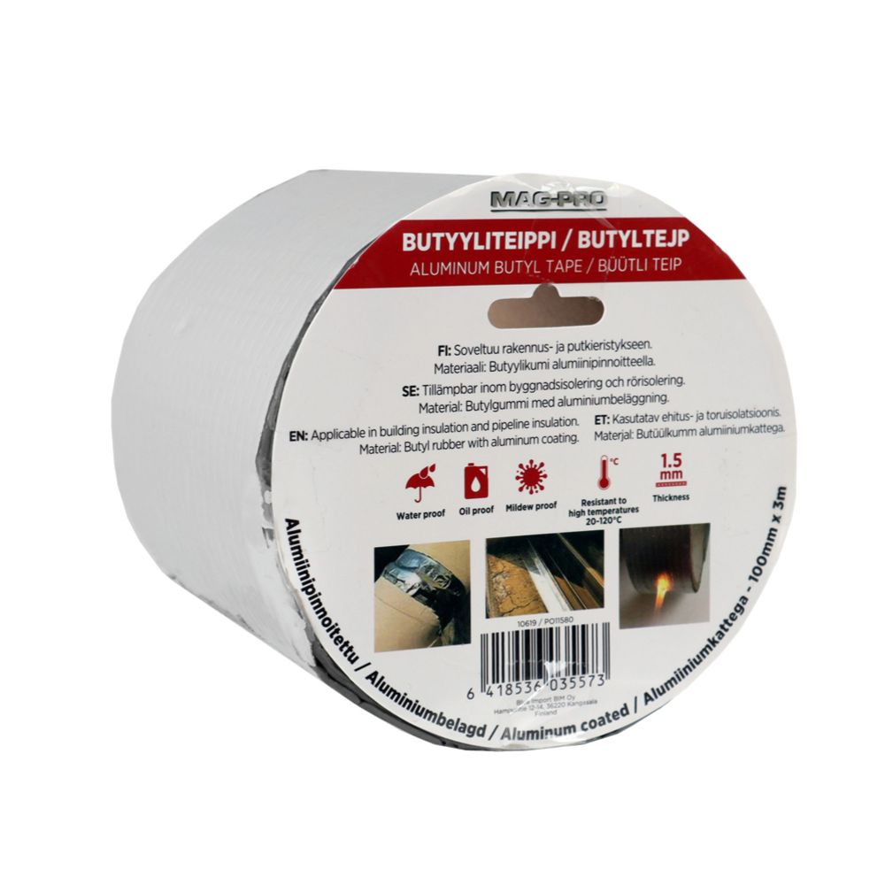 MagPro butyltejp 100 mm x 3 m aluminium-belagd