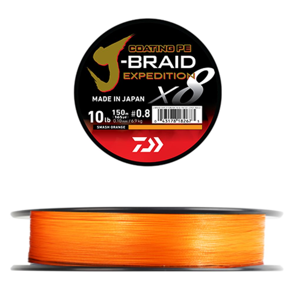 Daiwa J-Braid Expedition X8E kiudnöör, 0,32 mm, 150 m, 31,0 kg, oranž