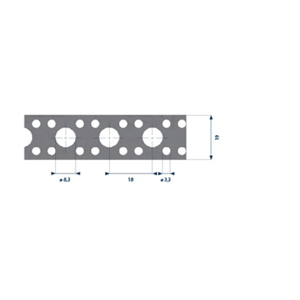 Hålband förzinkat 19 mm 3 m ø 8,2 mm