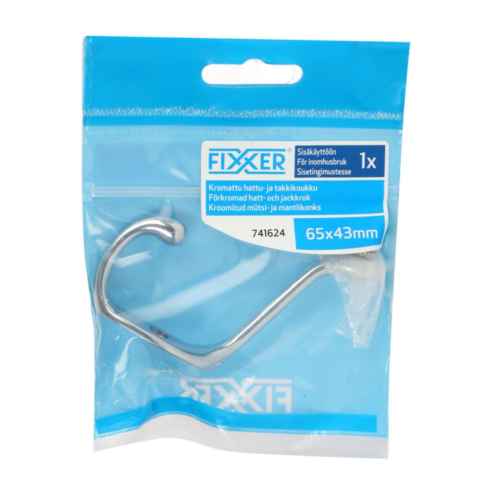 Fixxer® kroomitud riidekonks mütsile ja jakile 65 x 43 mm