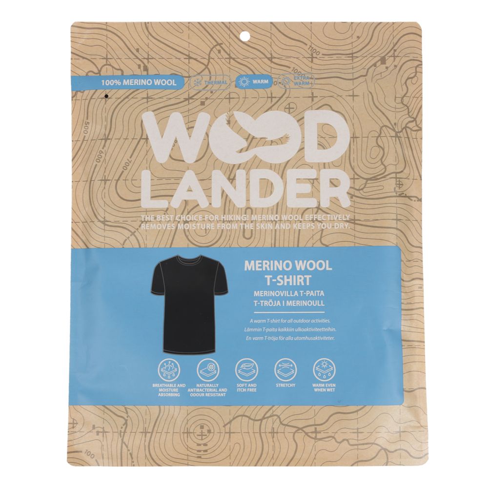 Woodlander 100 % merinovilla T-paita musta