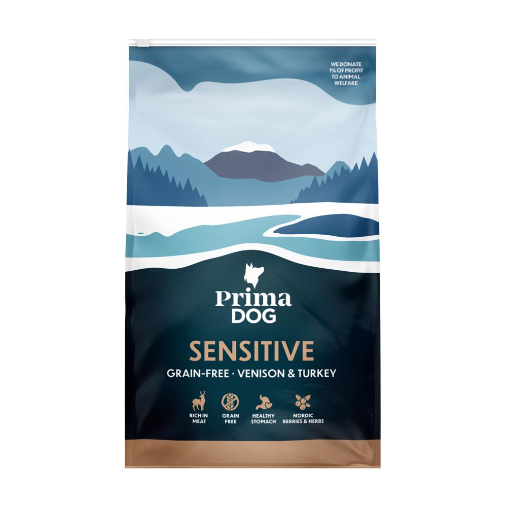 PrimaDog Peura-Kalkkuna viljaton herkkävatsaisille aikuisille koirille 3 kg