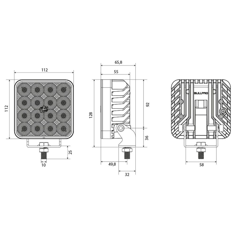 Bullpro Spectrum Square 96 LED-työvalo 9240 lm 96 W neliö 9-32V R10