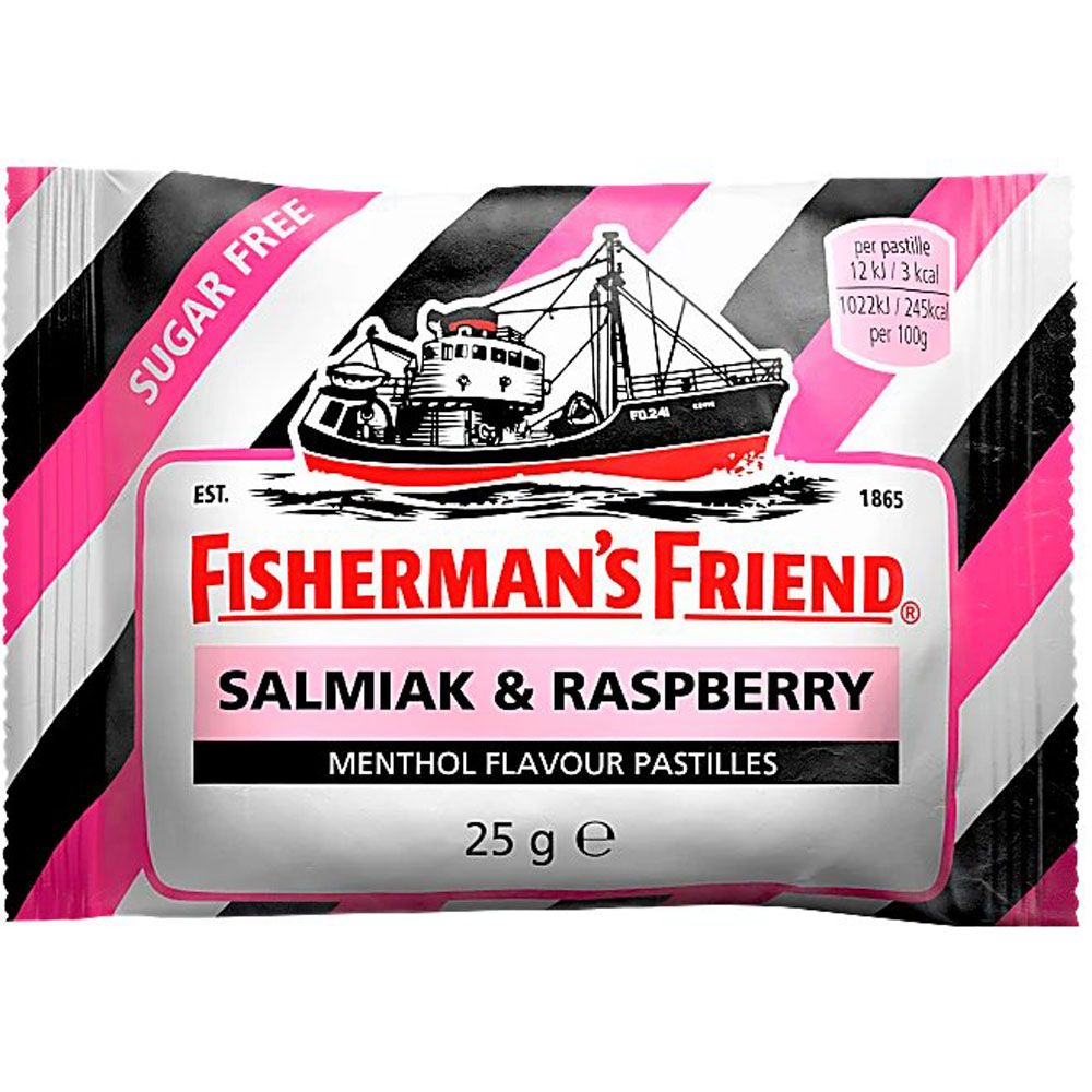 Fishermans salmiak & raspberry sockerfri 25 g