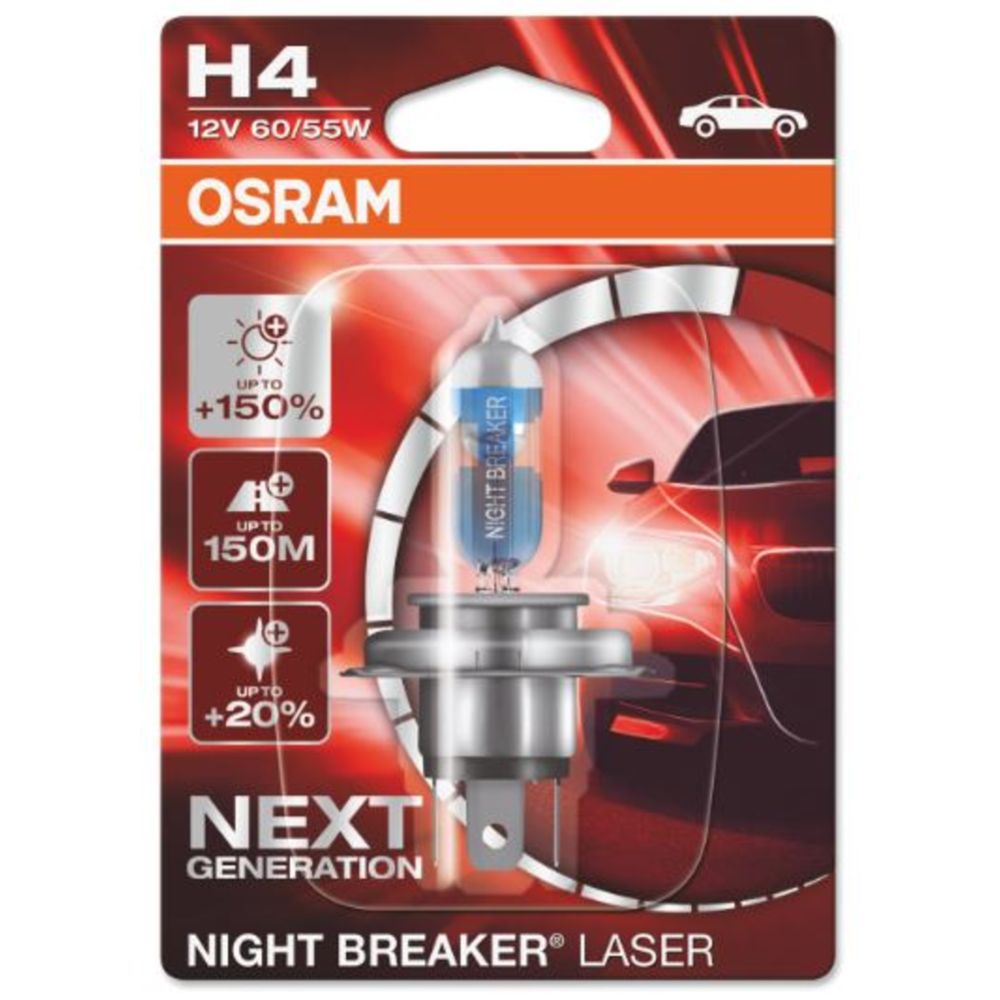Osram Night Breaker Laser H4-pirn +150% 12 V / 60/55 W