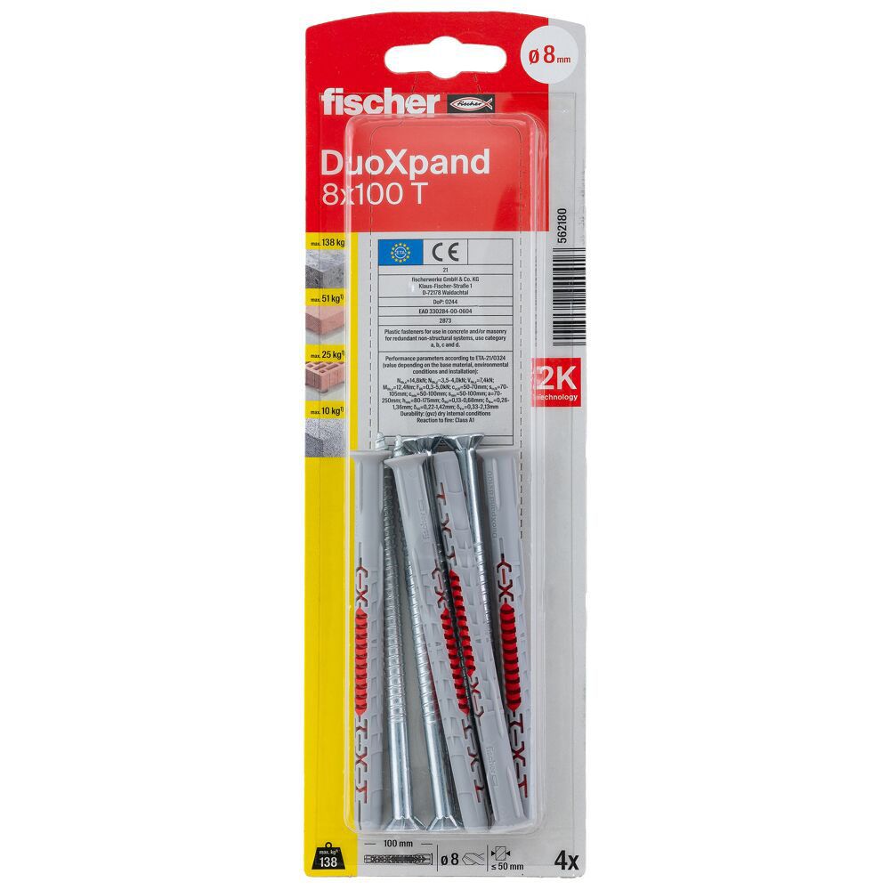 Fischer DuoXpand universaalne kruviga lengitüübel, 4 tk