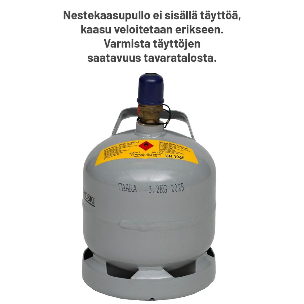 Woikoski nestekaasu 2 kg KUORI (teräspullo, painoventtiili)