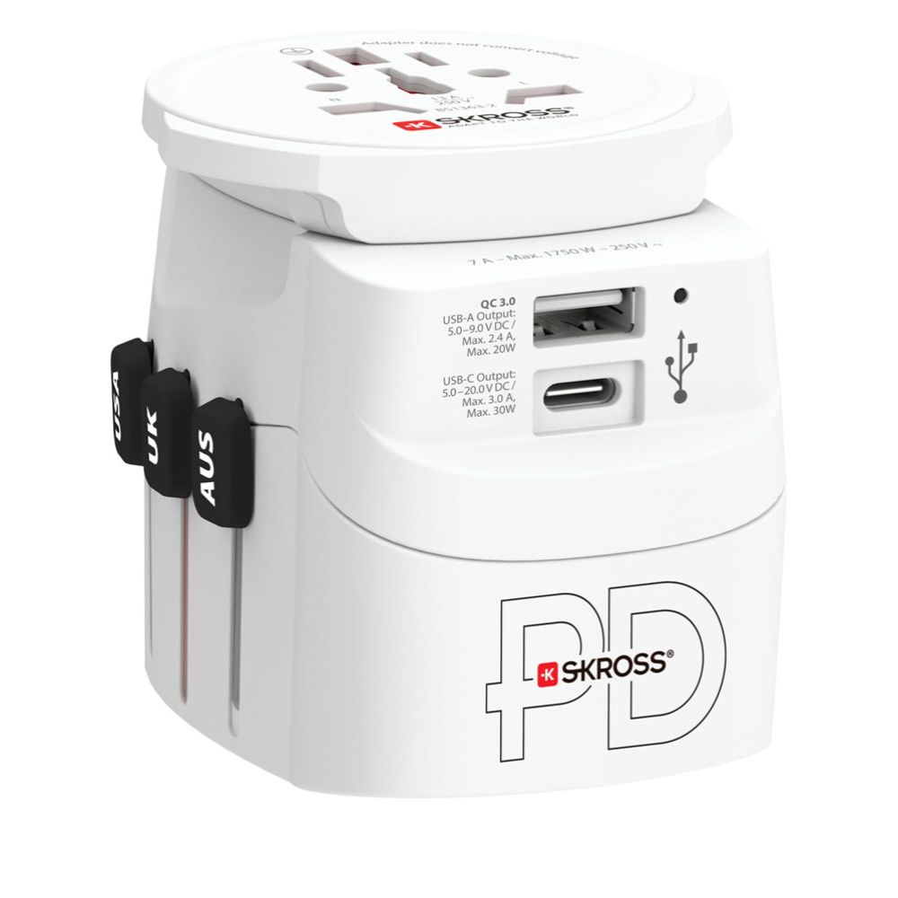Skross AC30PD PRO Light USB-A+C PD reseadapter Världen