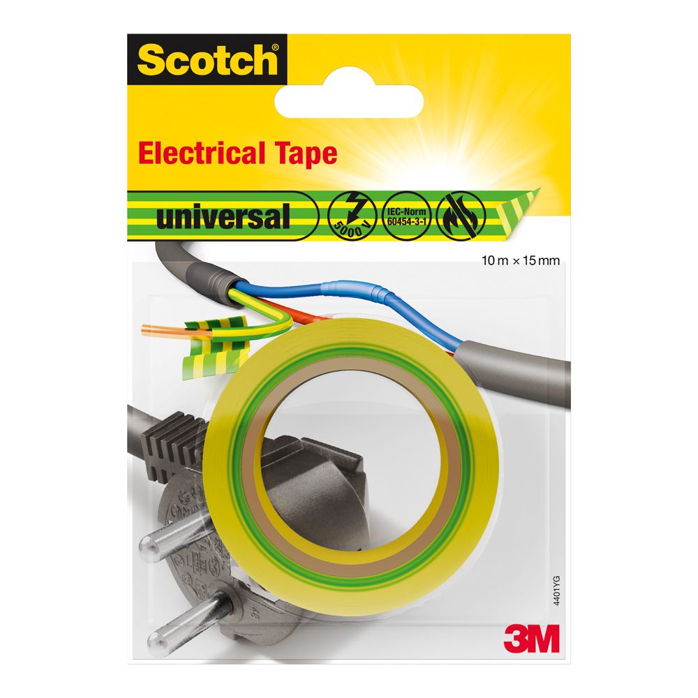 Scotch® Sähköteippi keltainen/vihreä 10 m x 15 mm