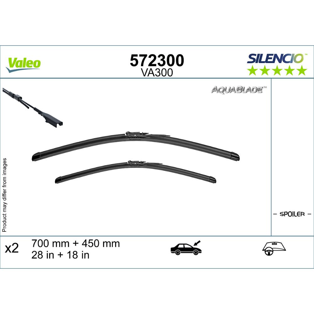 Valeo Silencio Aquablade VA300 pyyhkijänsulkapari 70 + 45 cm