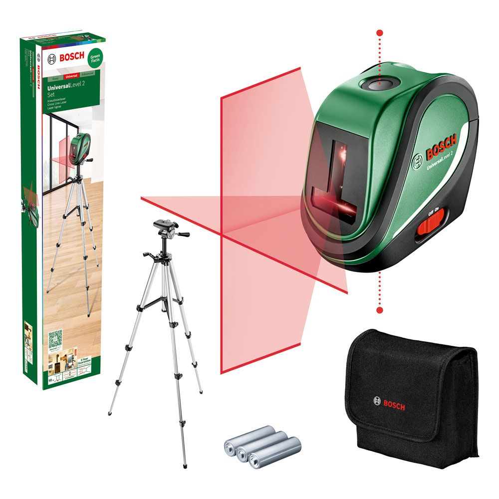 Bosch UniversalLevel 2 krysslaser med stativ