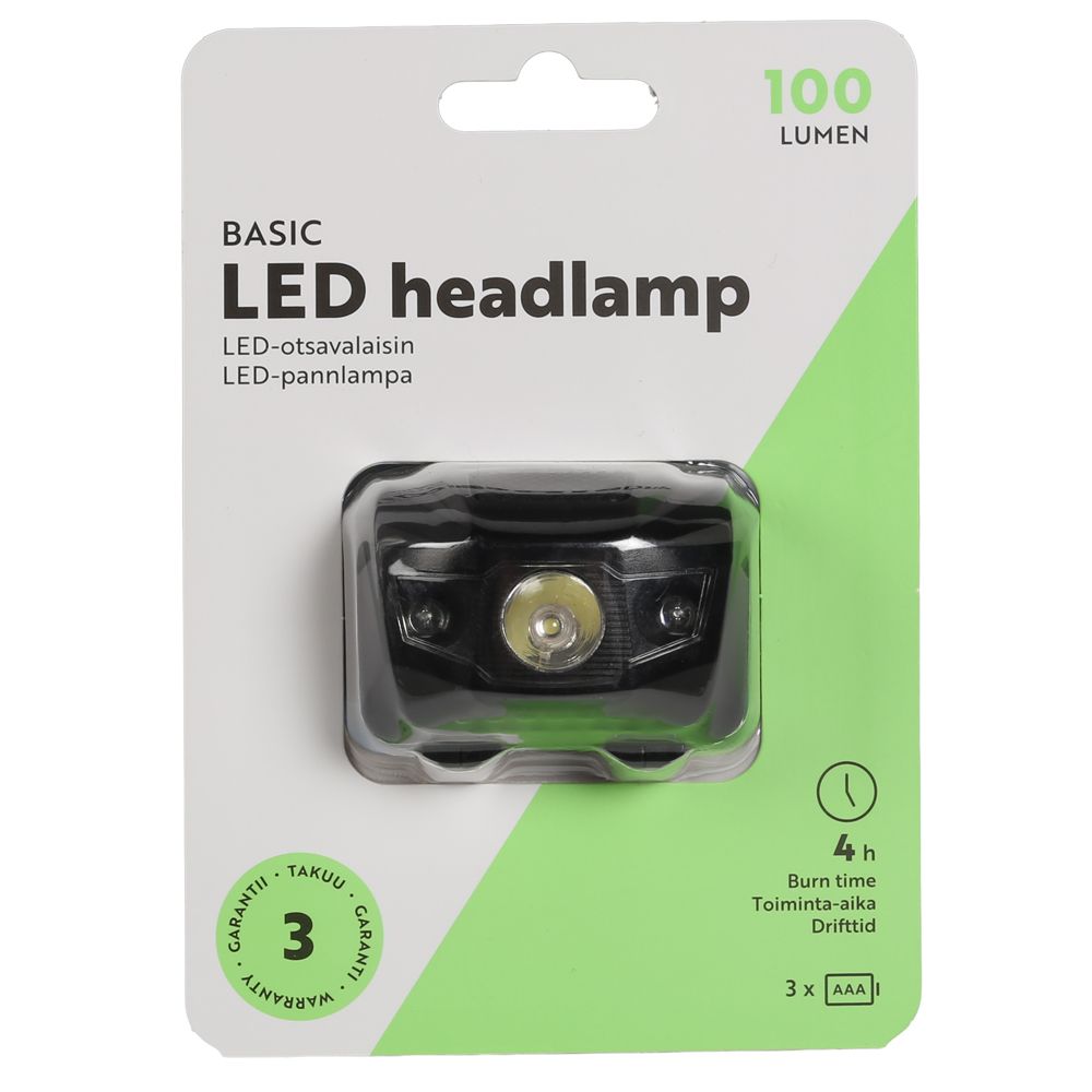 MTX Basic LED-pealamp, 100 lm, 3 x AAA