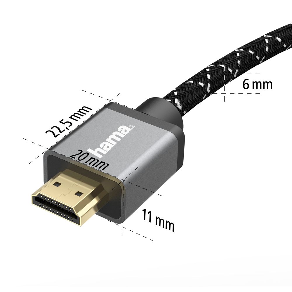 Hama HDMI-kaapeli, HDMI uros - HDMI uros, "Metal", 8K, Ethernet, 2,0 m