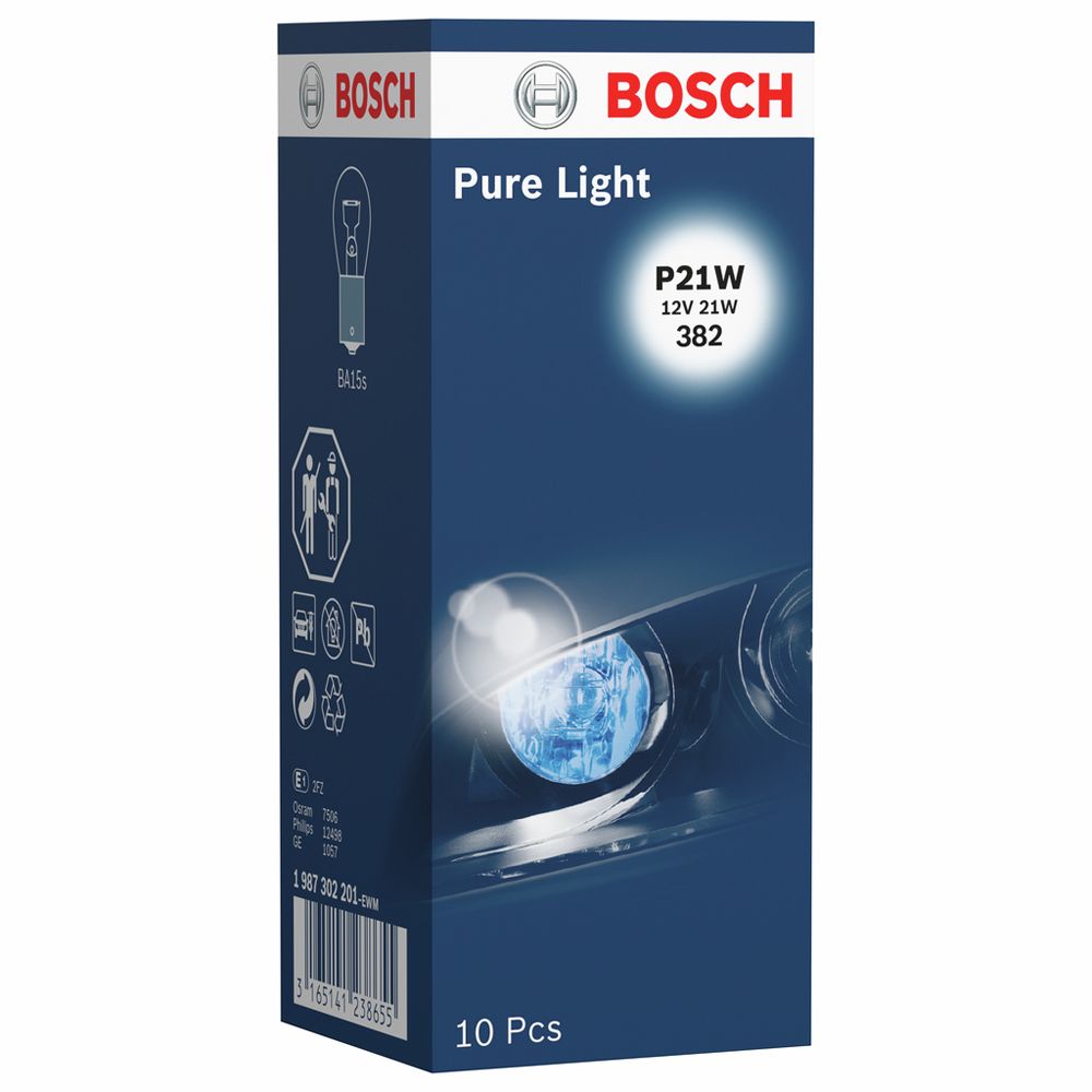 Bosch BA15s-pirn 12 V 21 W P21W 10 tk