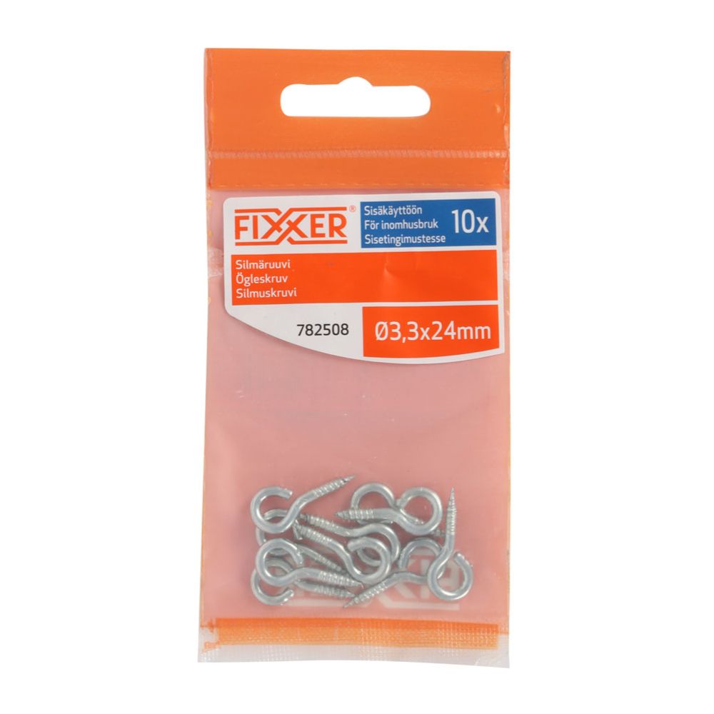 Fixxer® silmäruuvi teräs 33 x 24 mm 10 kpl