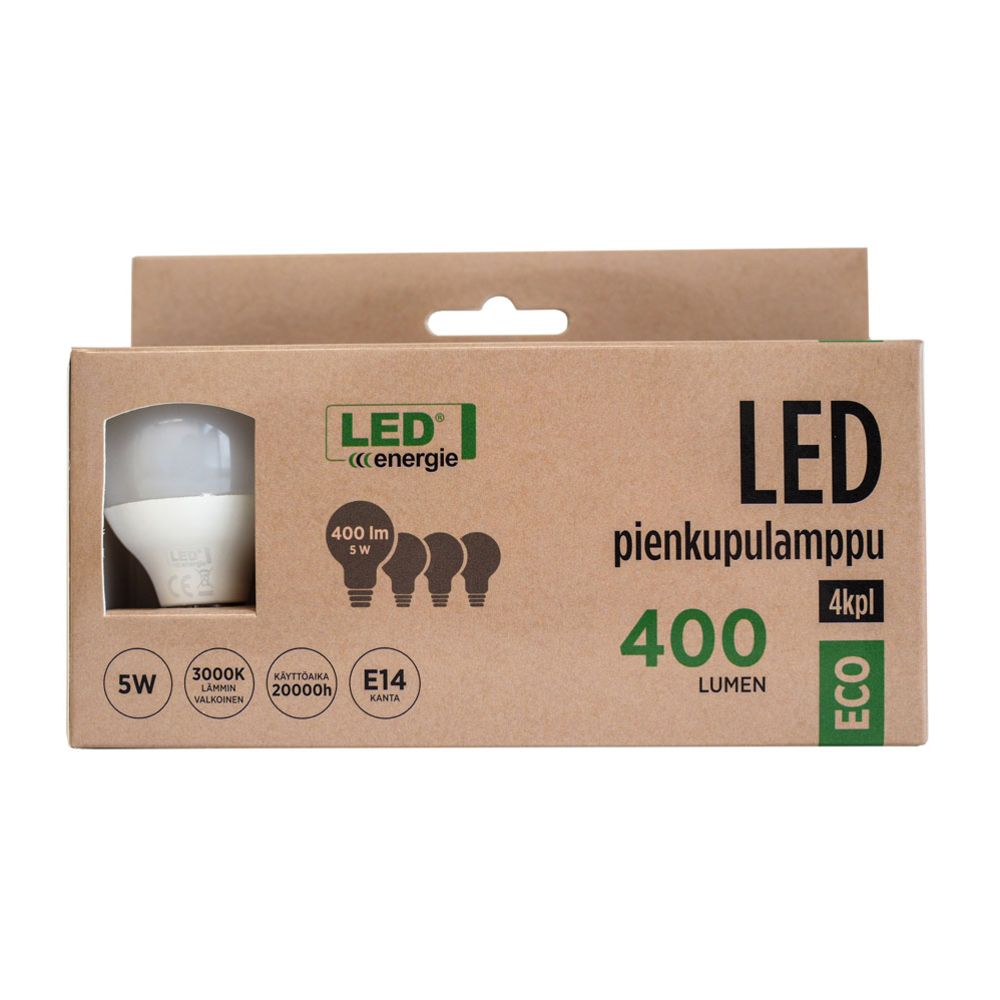 LED-reklaamlamp, E14, 5 W, 3000 K, 400 lm, 4 tk