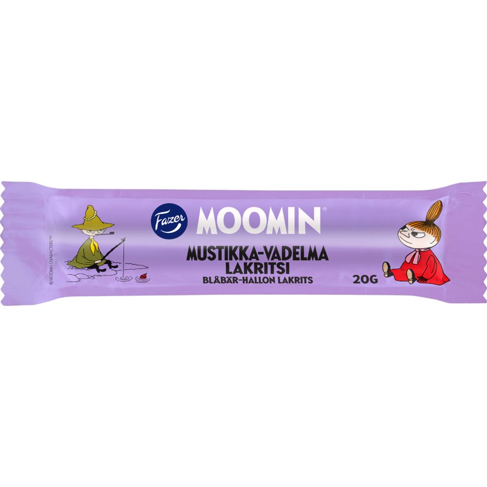 Fazer Moomin Mustikka-Vadelma Lakritsipatukka 20 g