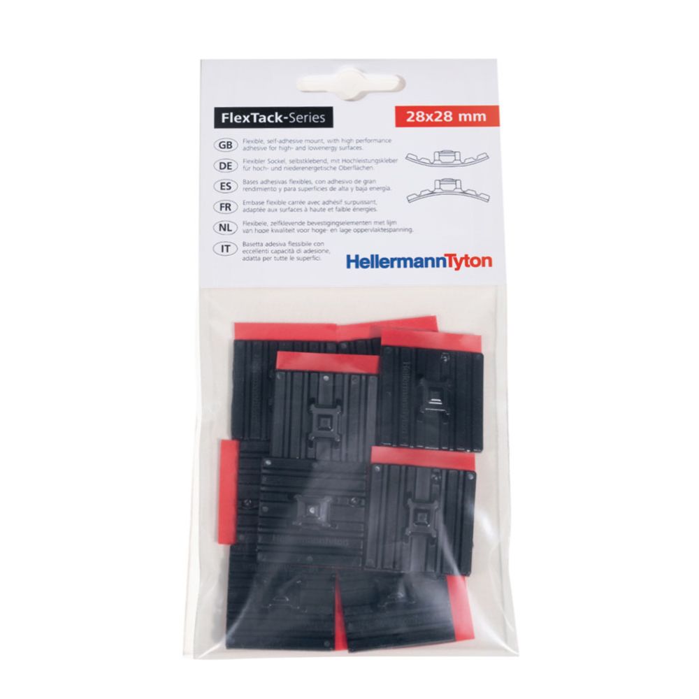 HellermannTyton painduv kaablisideankur, 28 x 28, must, 10 tk