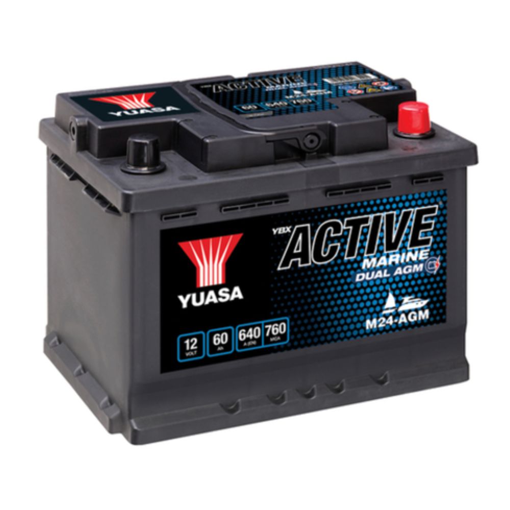Yuasa Dual M24-AGM 60Ah / 640A vapaa-ajan akku P243 x L175 x K190 -+