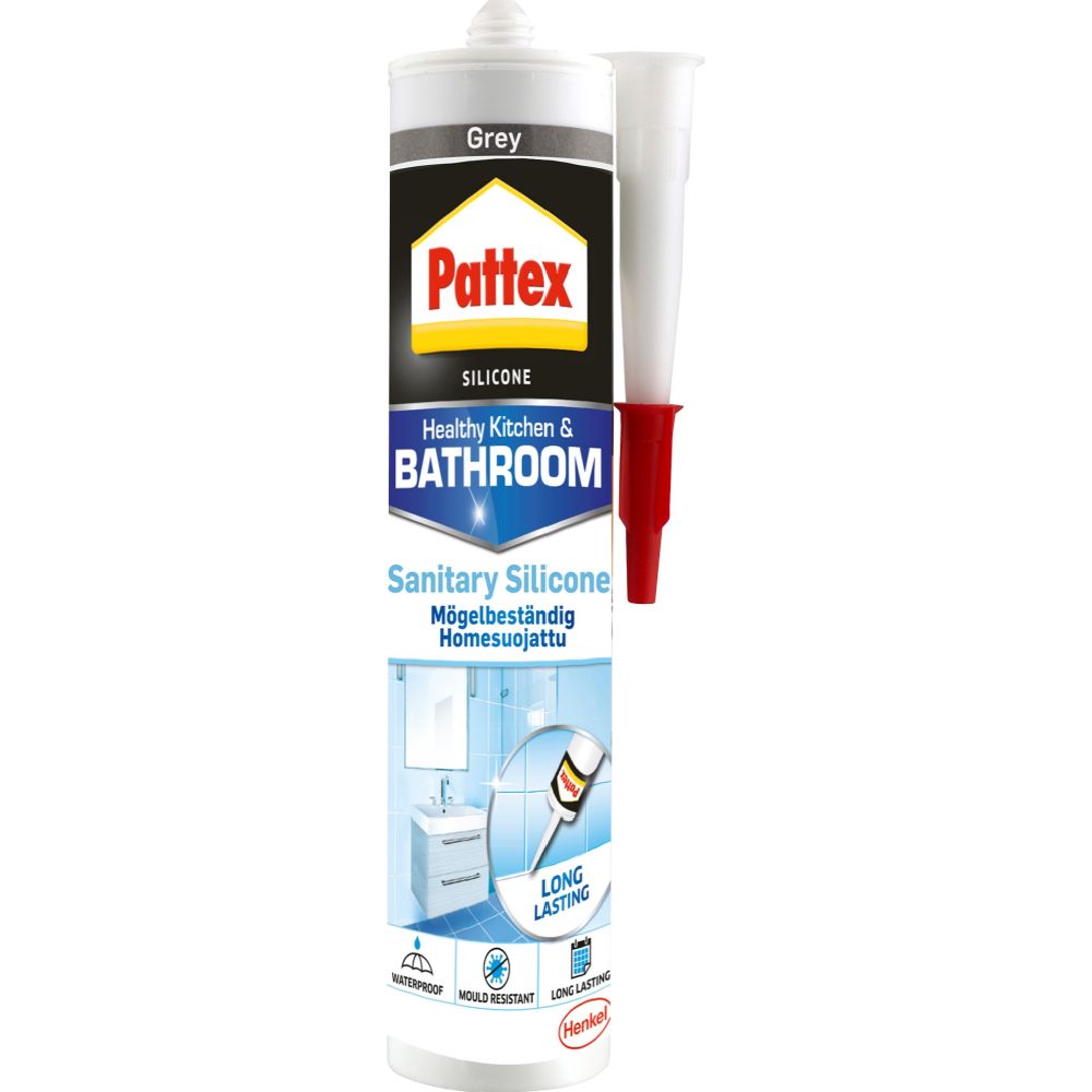 Pattex Sanitetssilikon 280 ml grå