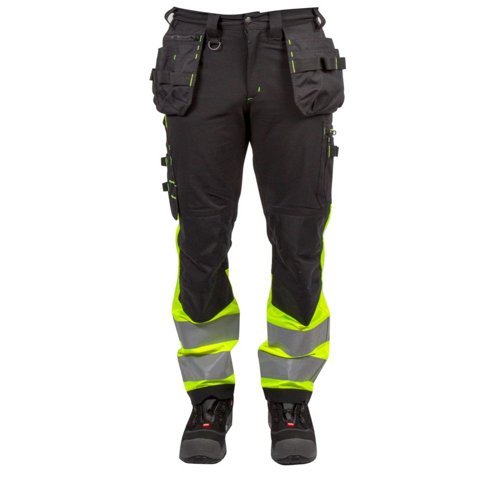 MTX Workgear riipputaskuhousut stretch hi-vis keltainen/musta 50