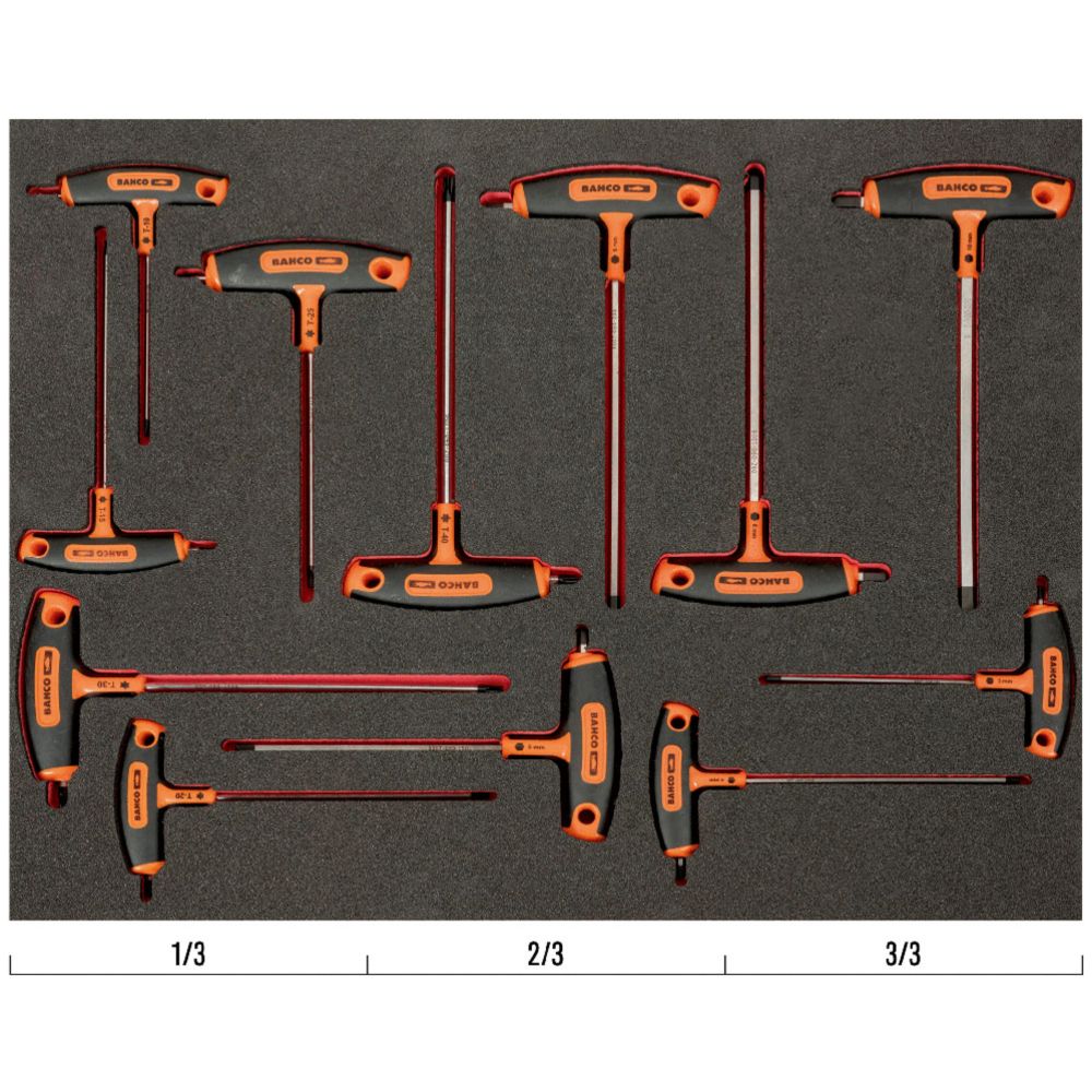 Bahco FF1A1011 Fit&Go 3/3 torx- ja kuuskantvõtmete komplekt T-käepidemega 12 osa