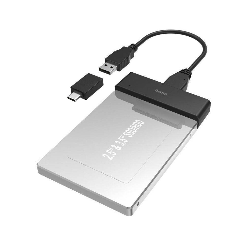 Hama hårddiskadapter USB 3.0 SATA för 2,5" och 3,5" SSD/HDD