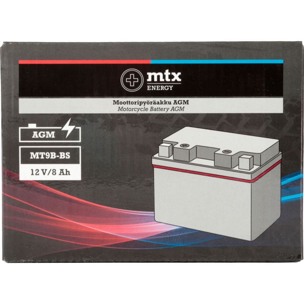 MTX Energy AGM-batteri 12 V 8 Ah "MT9B-BS" (150 x 70 x 105 mm)