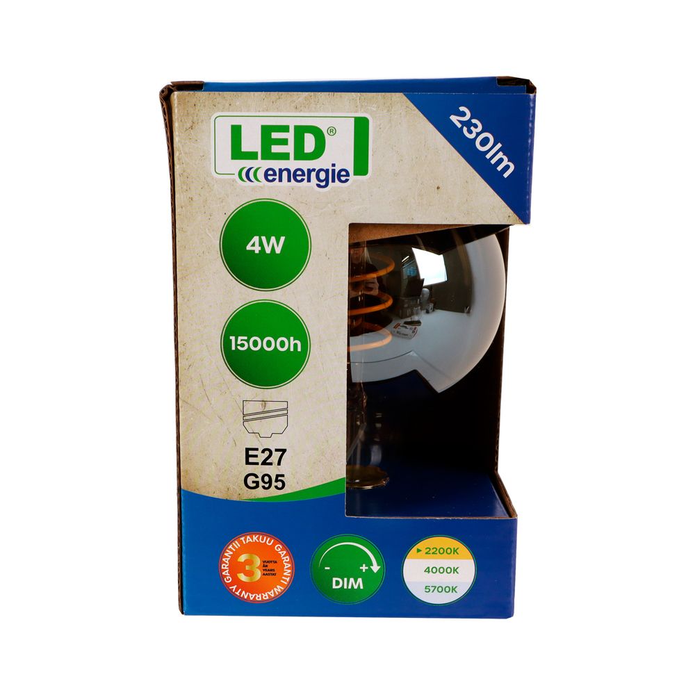 Led Energie antiikkilamppu G95/E27 230lm 4W himmennettävä