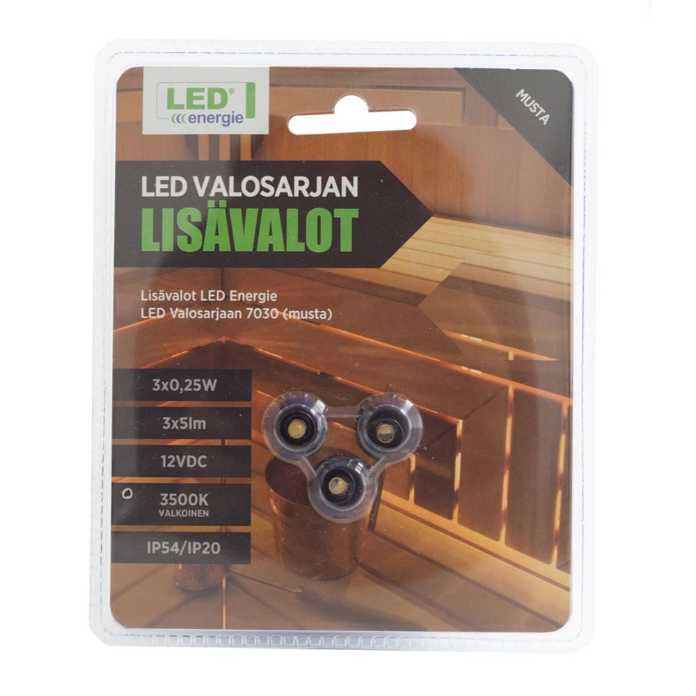 LED-lisavalgustid saunavalgustile 90-00583, must 3 tk
