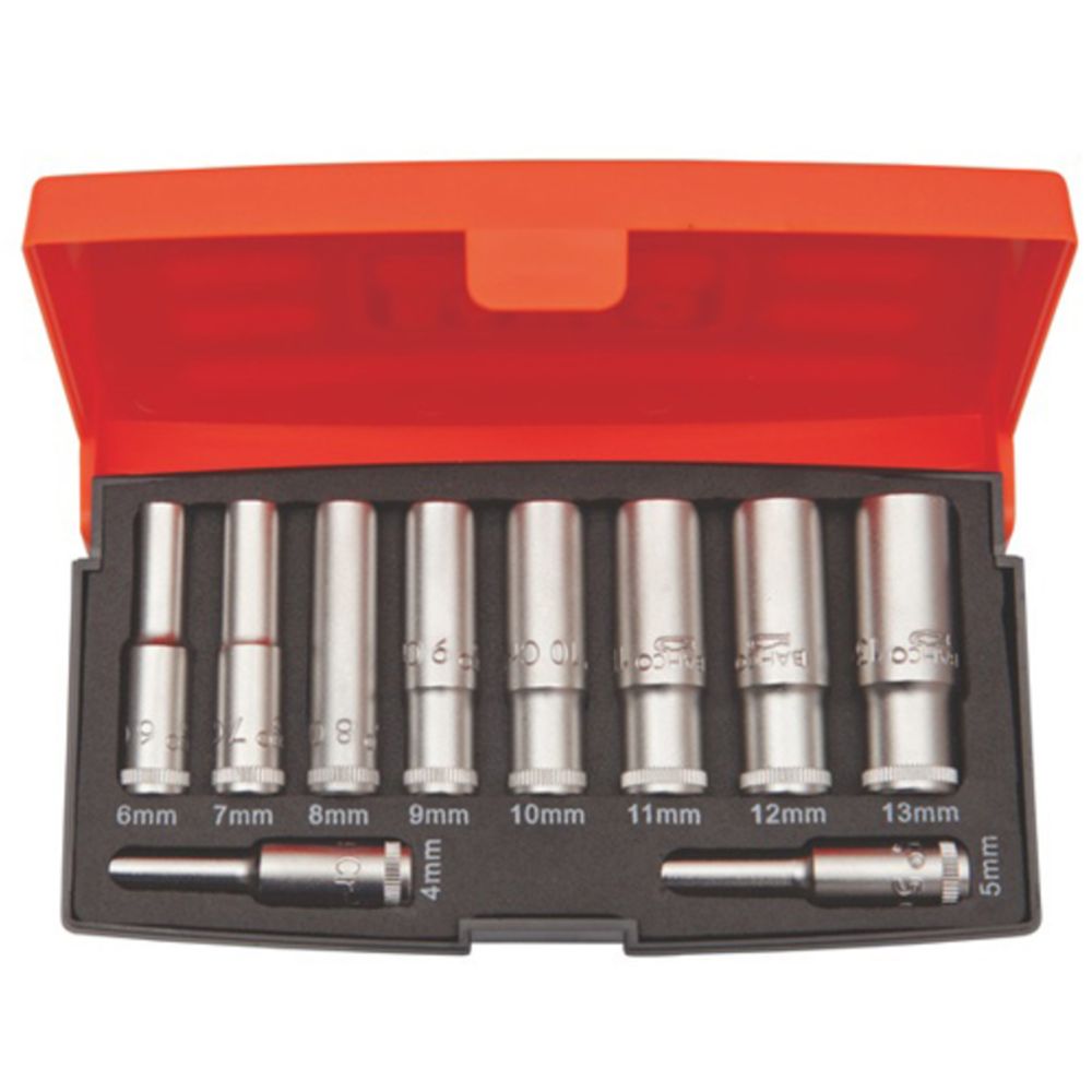 Bahco S0810L 1/4" hylssats lång 4–13 mm 10 st.