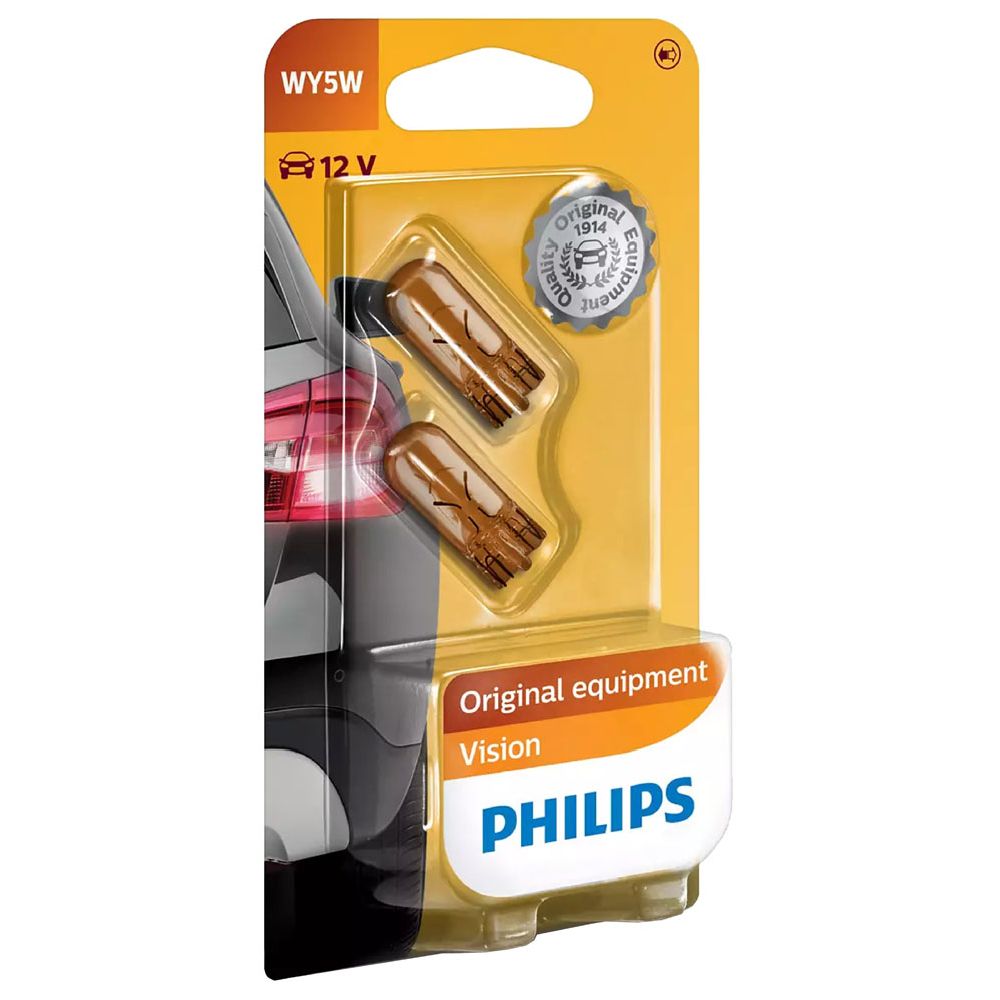 Philips Lasikantapolttimopari 12V 5W WY5W (T10) oranssi