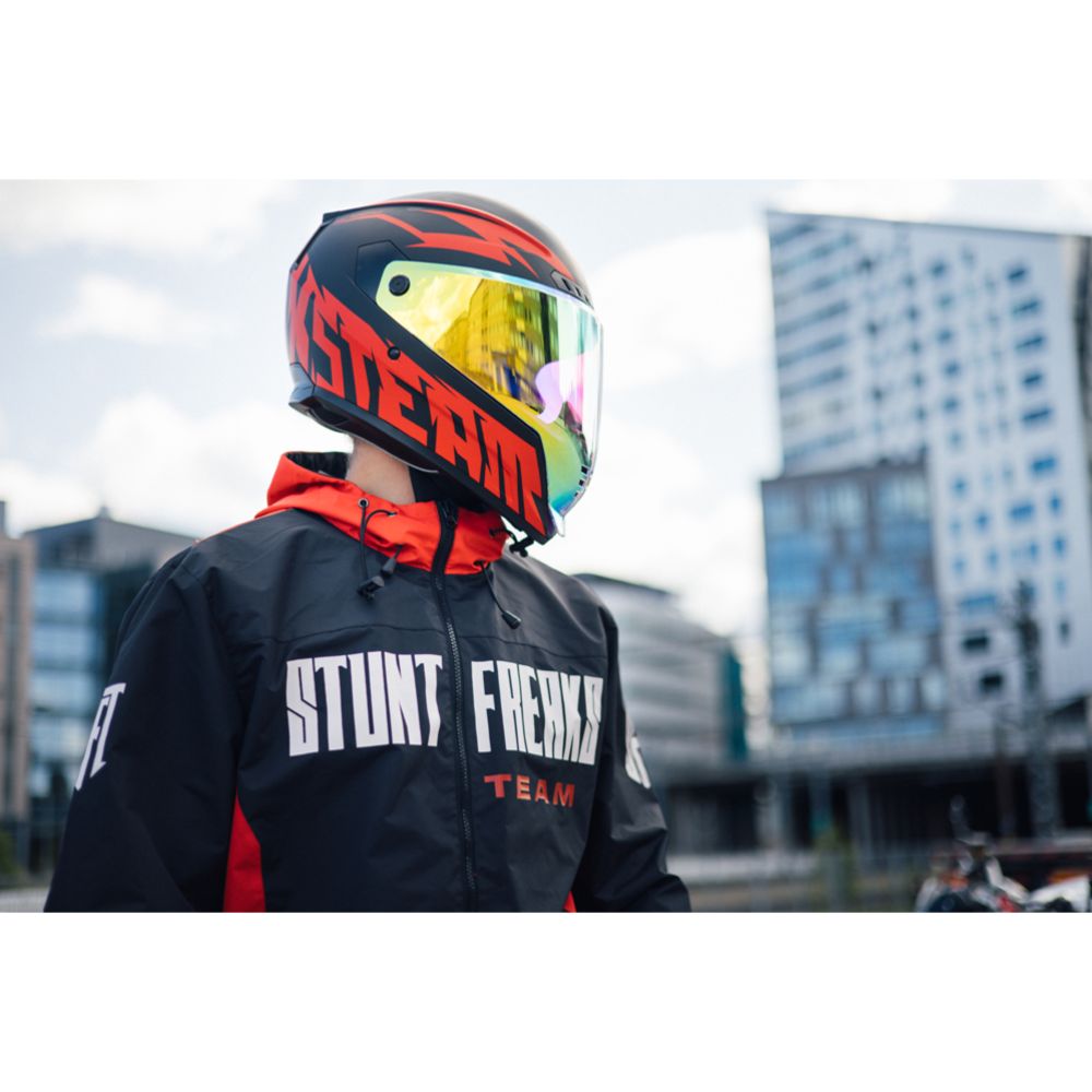 Stunt Freaks Team Flatout moottoripyöräkypärä punainen S