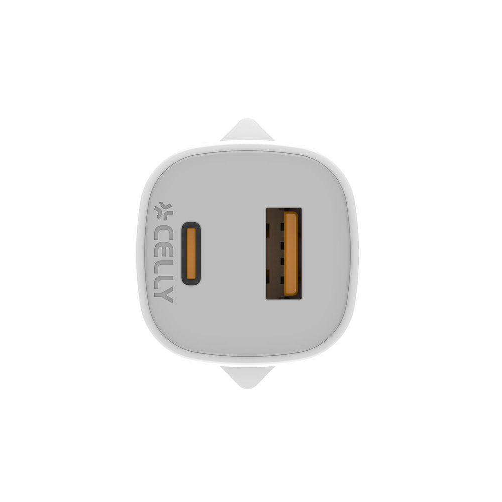 Celly seinakontaktiga USB-A + USB-C 25 W laadija