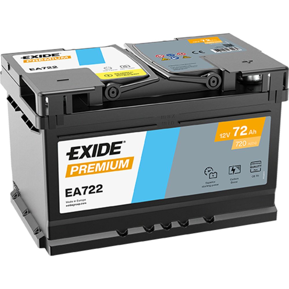 Exide EA722 72 Ah / 720 A akku P278 x L175 x K175 -+