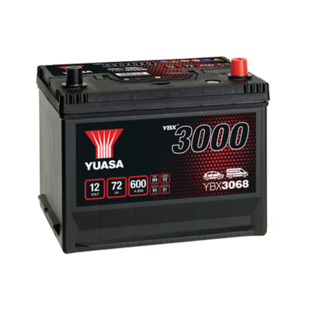 Yuasa YBX3068 72Ah / 600A akku P269 x L174 x K225 -+