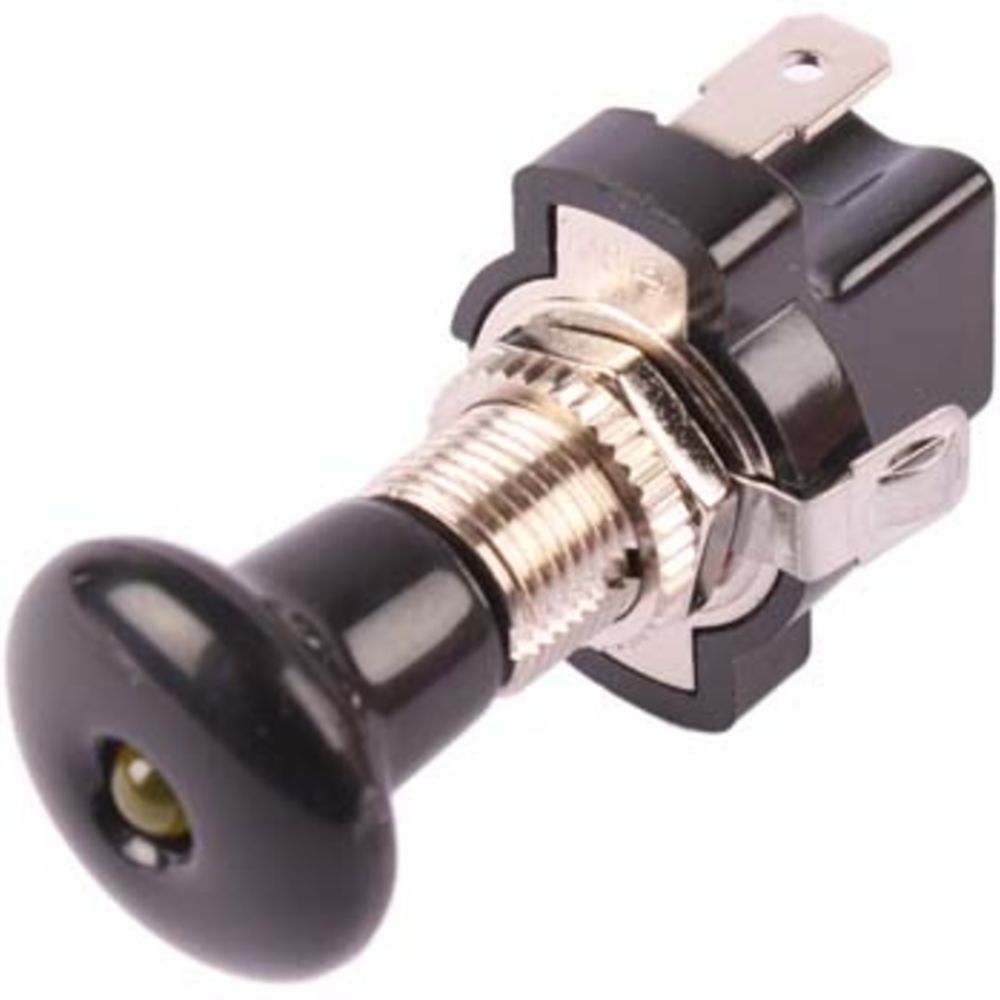 Dragströmbrytare + belysning ø12 mm / 10 A gul