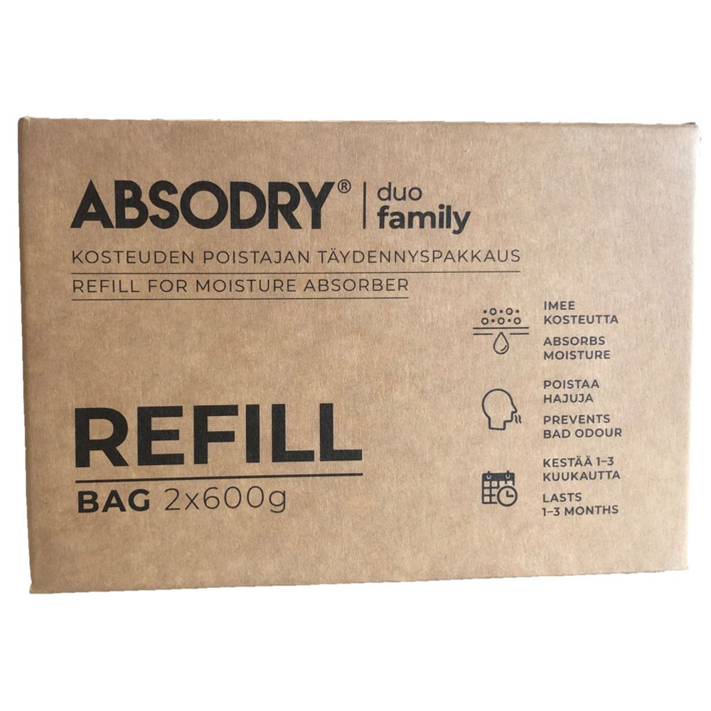 Absodry Duo Family kosteudenpoistaja täyttöpakkaus 600 g 2 kpl